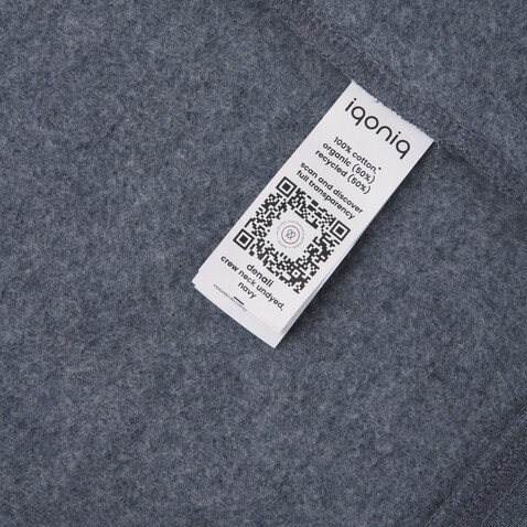IQONIQ Denali ungefärbt. Rundhals-Sweater aus recycelter BW heather navy bedrucken, Art.-Nr. T9301.016.XL