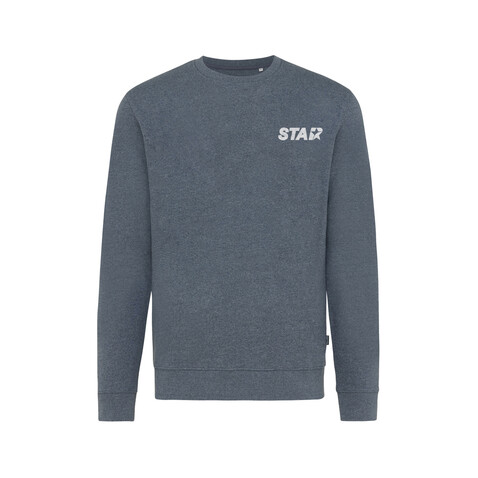 IQONIQ Denali ungefärbt. Rundhals-Sweater aus recycelter BW heather navy bedrucken, Art.-Nr. T9301.016.XL