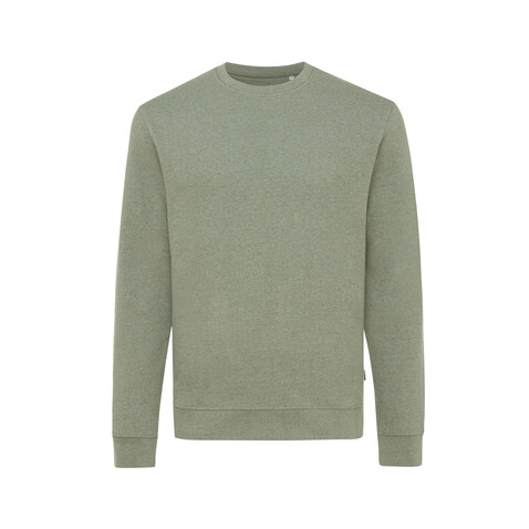 IQONIQ Denali ungefärbt. Rundhals-Sweater aus recycelter BW heather green bedrucken, Art.-Nr. T9301.015.S