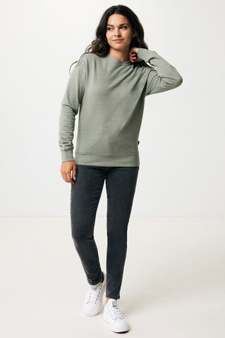 IQONIQ Denali ungefärbt. Rundhals-Sweater aus recycelter BW heather green bedrucken, Art.-Nr. T9301.015.S