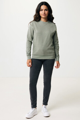 IQONIQ Denali ungefärbt. Rundhals-Sweater aus recycelter BW heather green bedrucken, Art.-Nr. T9301.015.S
