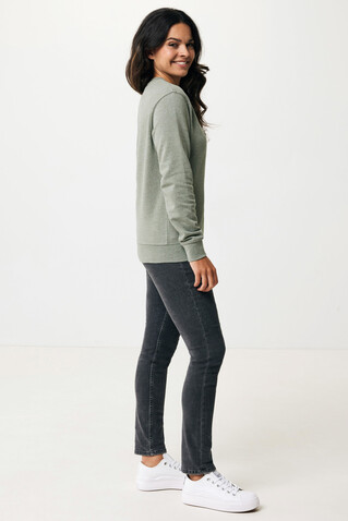 IQONIQ Denali ungefärbt. Rundhals-Sweater aus recycelter BW heather green bedrucken, Art.-Nr. T9301.015.S