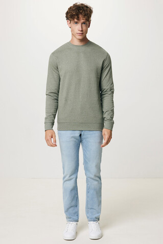 IQONIQ Denali ungefärbt. Rundhals-Sweater aus recycelter BW heather green bedrucken, Art.-Nr. T9301.015.S
