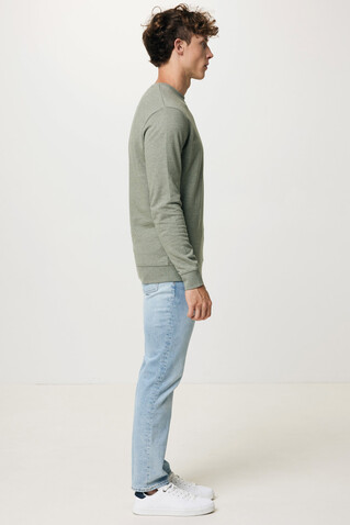 IQONIQ Denali ungefärbt. Rundhals-Sweater aus recycelter BW heather green bedrucken, Art.-Nr. T9301.015.S