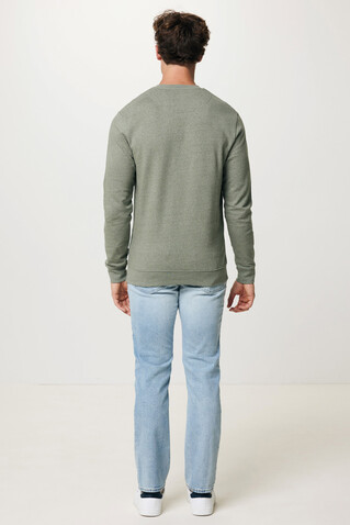 IQONIQ Denali ungefärbt. Rundhals-Sweater aus recycelter BW heather green bedrucken, Art.-Nr. T9301.015.S