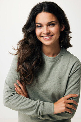 IQONIQ Denali ungefärbt. Rundhals-Sweater aus recycelter BW heather green bedrucken, Art.-Nr. T9301.015.S