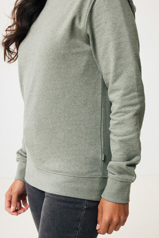 IQONIQ Denali ungefärbt. Rundhals-Sweater aus recycelter BW heather green bedrucken, Art.-Nr. T9301.015.S