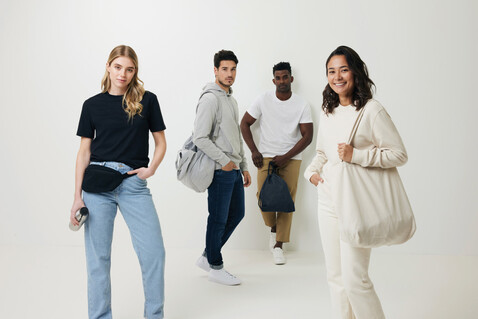 IQONIQ Denali ungefärbt. Rundhals-Sweater aus recycelter BW heather green bedrucken, Art.-Nr. T9301.015.S