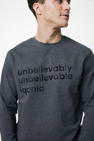 IQONIQ Denali ungefärbt. Rundhals-Sweater aus recycelter BW heather anthracite bedrucken, Art.-Nr. T9301.014.S