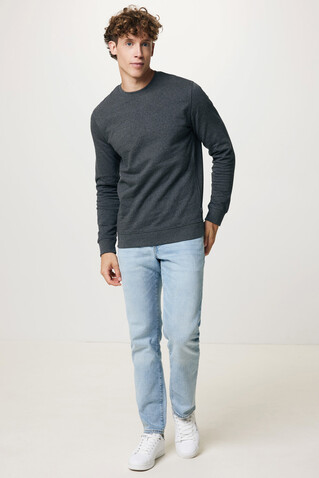IQONIQ Denali ungefärbt. Rundhals-Sweater aus recycelter BW heather anthracite bedrucken, Art.-Nr. T9301.014.S