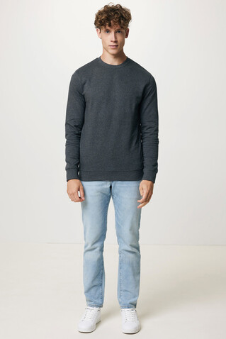 IQONIQ Denali ungefärbt. Rundhals-Sweater aus recycelter BW heather anthracite bedrucken, Art.-Nr. T9301.014.S