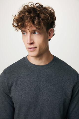 IQONIQ Denali ungefärbt. Rundhals-Sweater aus recycelter BW heather anthracite bedrucken, Art.-Nr. T9301.014.S