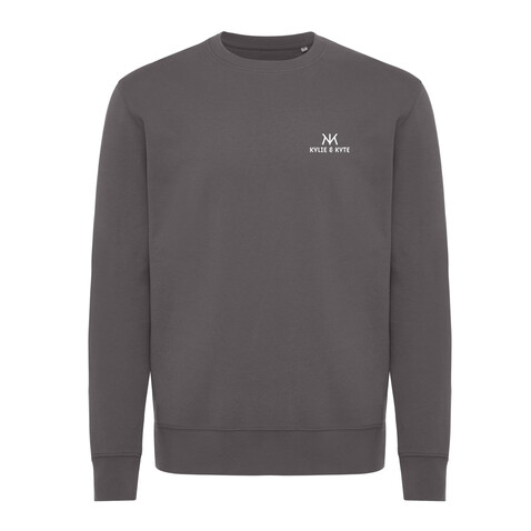 IQONIQ Kruger Relax-Rundhals-Sweater aus recycelt. Baumwolle anthrazit bedrucken, Art.-Nr. T9302.019.XL