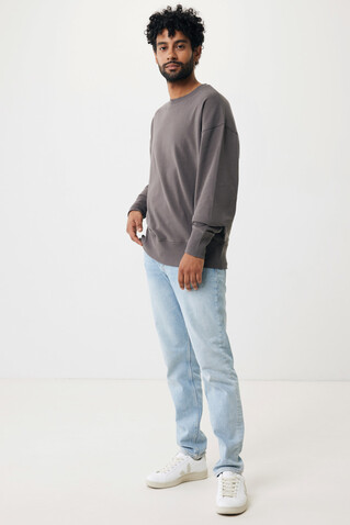 IQONIQ Kruger Relax-Rundhals-Sweater aus recycelt. Baumwolle anthrazit bedrucken, Art.-Nr. T9302.019.XL