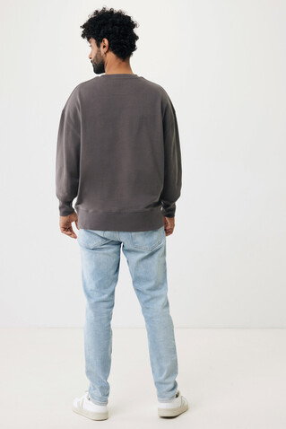 IQONIQ Kruger Relax-Rundhals-Sweater aus recycelt. Baumwolle anthrazit bedrucken, Art.-Nr. T9302.019.XL
