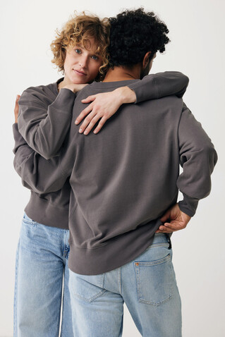 IQONIQ Kruger Relax-Rundhals-Sweater aus recycelt. Baumwolle anthrazit bedrucken, Art.-Nr. T9302.019.XL