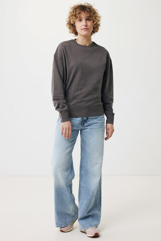 IQONIQ Kruger Relax-Rundhals-Sweater aus recycelt. Baumwolle anthrazit bedrucken, Art.-Nr. T9302.019.XL