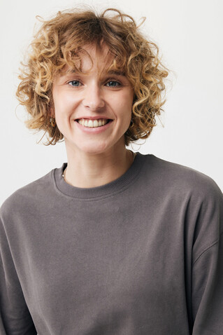 IQONIQ Kruger Relax-Rundhals-Sweater aus recycelt. Baumwolle anthrazit bedrucken, Art.-Nr. T9302.019.XL