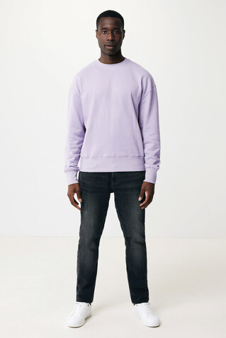 IQONIQ Kruger Relax-Rundhals-Sweater aus recycelt. Baumwolle lavender bedrucken, Art.-Nr. T9302.011.S
