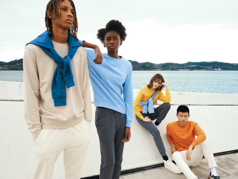IQONIQ Etosha Lightweight Sweater aus recycelter Baumwolle gelb bedrucken, Art.-Nr. T9303.045.XXS