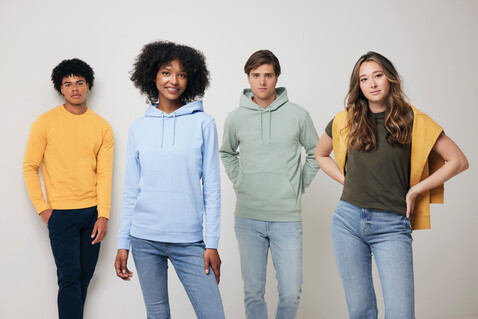 IQONIQ Jasper Hoodie aus recycelter Baumwolle Iceberg green bedrucken, Art.-Nr. T9400.023.XXXL