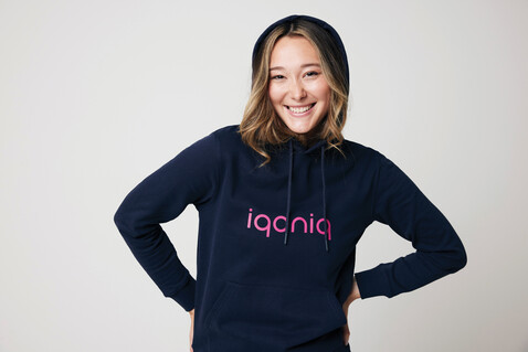 IQONIQ Jasper Hoodie aus recycelter Baumwolle navy blau bedrucken, Art.-Nr. T9400.002.L