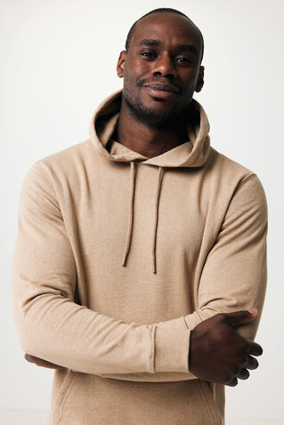 IQONIQ Torres ungefärbter Hoodie aus recycelter Baumwolle heather brown bedrucken, Art.-Nr. T9401.017.L
