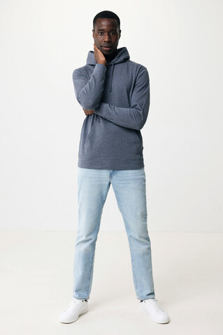 IQONIQ Torres ungefärbter Hoodie aus recycelter Baumwolle heather navy bedrucken, Art.-Nr. T9401.016.L