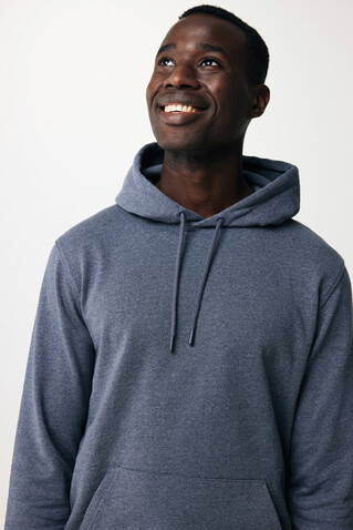 IQONIQ Torres ungefärbter Hoodie aus recycelter Baumwolle heather navy bedrucken, Art.-Nr. T9401.016.L