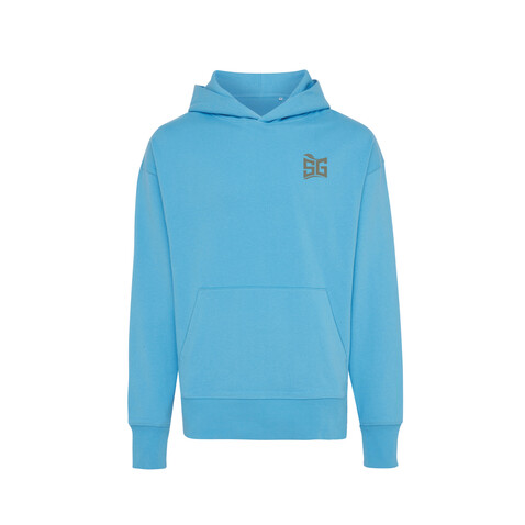 IQONIQ Yoho Relax-Hoodie aus recycelter Baumwolle tranquil blue bedrucken, Art.-Nr. T9402.010.XXXL