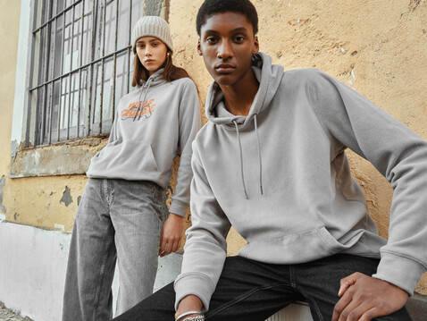 IQONIQ Trivor Mikrofleece-Kapuzen-Pulli aus recyc. Polyester storm grey bedrucken, Art.-Nr. T9403.027.L