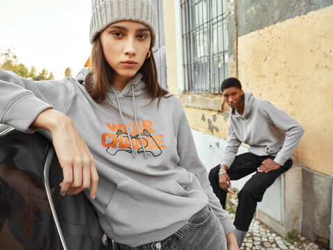 IQONIQ Trivor Mikrofleece-Kapuzen-Pulli aus recyc. Polyester storm grey bedrucken, Art.-Nr. T9403.027.L