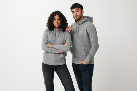 IQONIQ Rila Lightweight Hoodie aus recycelter Baumwolle light heather anthracite bedrucken, Art.-Nr. T9404.034.XXXL