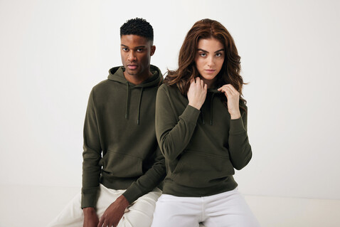 IQONIQ Rila Lightweight Hoodie aus recycelter Baumwolle khaki bedrucken, Art.-Nr. T9404.020.S