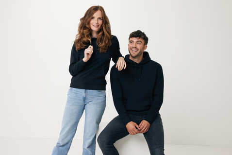IQONIQ Rila Lightweight Hoodie aus recycelter Baumwolle schwarz bedrucken, Art.-Nr. T9404.001.M