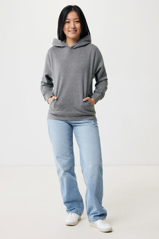 IQONIQ Yengo Hoodie mit Seitentaschen aus rec. Baumwolle light heather anthracite bedrucken, Art.-Nr. T9405.034.S