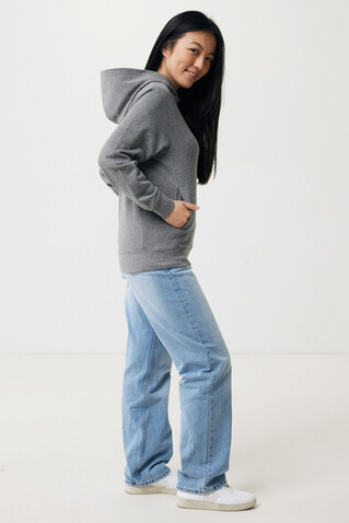 IQONIQ Yengo Hoodie mit Seitentaschen aus rec. Baumwolle light heather anthracite bedrucken, Art.-Nr. T9405.034.S