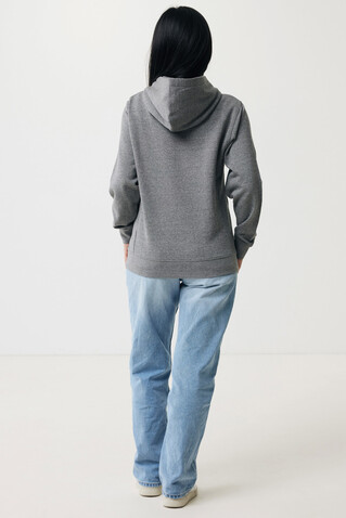 IQONIQ Yengo Hoodie mit Seitentaschen aus rec. Baumwolle light heather anthracite bedrucken, Art.-Nr. T9405.034.S