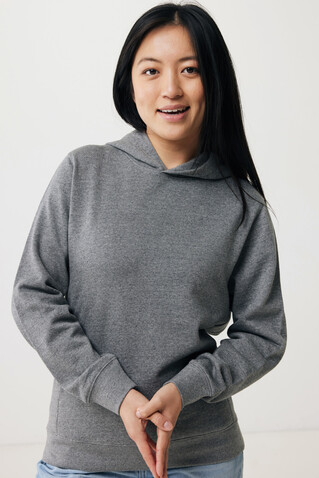 IQONIQ Yengo Hoodie mit Seitentaschen aus rec. Baumwolle light heather anthracite bedrucken, Art.-Nr. T9405.034.S