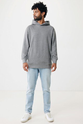 IQONIQ Yengo Hoodie mit Seitentaschen aus rec. Baumwolle light heather anthracite bedrucken, Art.-Nr. T9405.034.S
