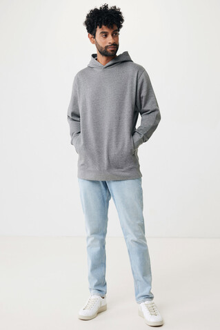 IQONIQ Yengo Hoodie mit Seitentaschen aus rec. Baumwolle light heather anthracite bedrucken, Art.-Nr. T9405.034.S