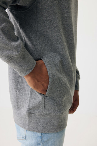 IQONIQ Yengo Hoodie mit Seitentaschen aus rec. Baumwolle light heather anthracite bedrucken, Art.-Nr. T9405.034.S