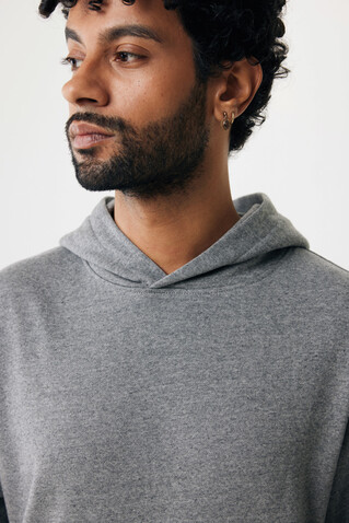 IQONIQ Yengo Hoodie mit Seitentaschen aus rec. Baumwolle light heather anthracite bedrucken, Art.-Nr. T9405.034.S