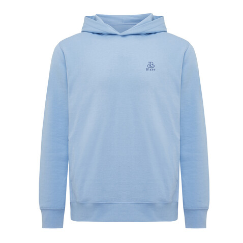 IQONIQ Yengo Hoodie mit Seitentaschen aus rec. Baumwolle sky blue bedrucken, Art.-Nr. T9405.022.S