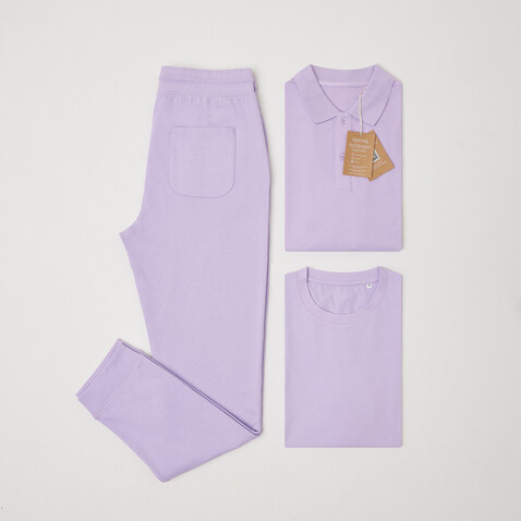 IQONIQ Cooper Jogger aus recycelter Baumwolle lavender bedrucken, Art.-Nr. T9500.011.XXXL
