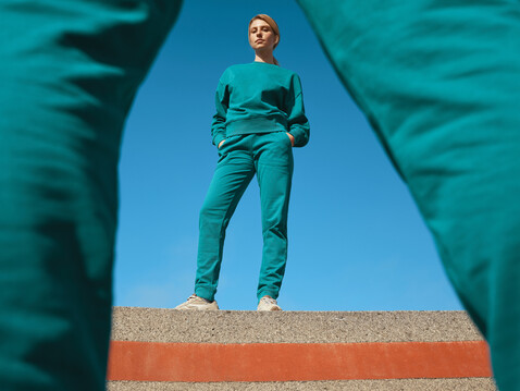 IQONIQ Cooper Jogger aus recycelter Baumwolle verdigris bedrucken, Art.-Nr. T9500.009.XXL