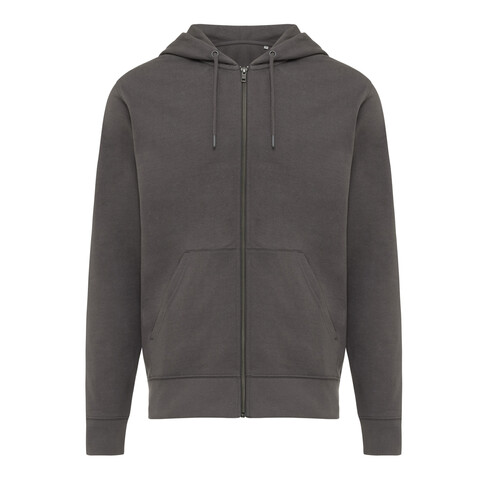 IQONIQ Abisko Zip-Kapuzenpullover aus recycelter Baumwolle anthrazit bedrucken, Art.-Nr. T9600.019.XXL
