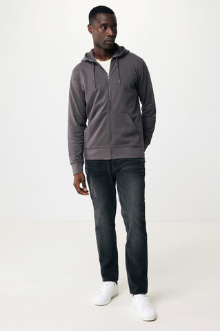 IQONIQ Abisko Zip-Kapuzenpullover aus recycelter Baumwolle anthrazit bedrucken, Art.-Nr. T9600.019.XXL