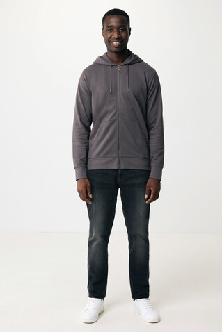 IQONIQ Abisko Zip-Kapuzenpullover aus recycelter Baumwolle anthrazit bedrucken, Art.-Nr. T9600.019.XXL