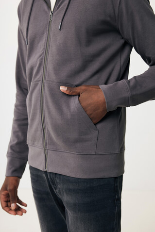 IQONIQ Abisko Zip-Kapuzenpullover aus recycelter Baumwolle anthrazit bedrucken, Art.-Nr. T9600.019.XXL